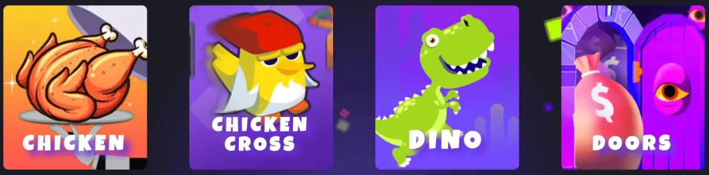 Minijuegos Chicken, Dino, Chicken cross, Doors